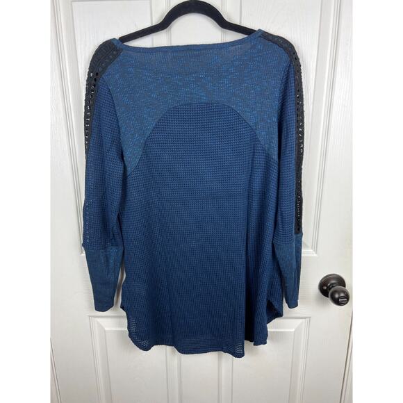 Soft Surroundings Navy and Black Bailey Thermal Top Long Sleeve Small - Picture 7 of 7